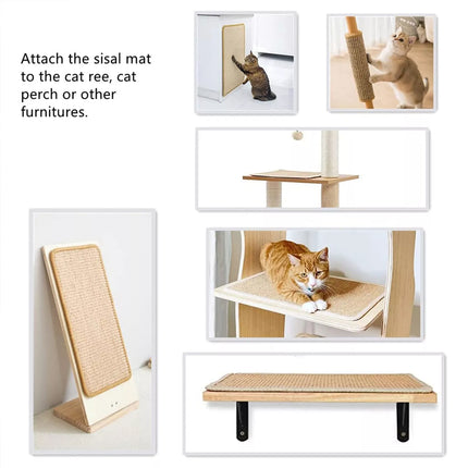50x90cm Cat Scratcher Board Pet Scratching Mat Natural Sisal Sofa Couch Protector Pad Beige
