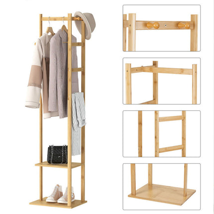 Bamboo Garment Coat Clothes Stand Rack Hat Shoe Thicken Wooden Hanger Shelf Tidy