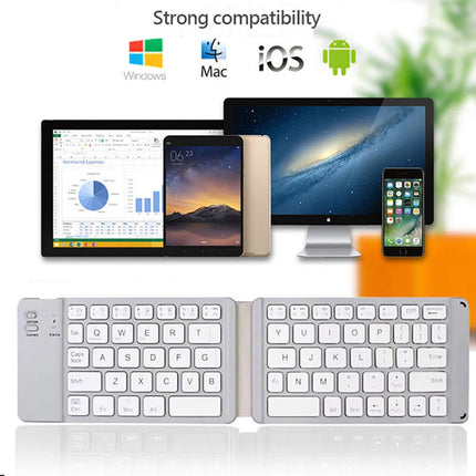 Foldable Keyboard Mini Wireless Bluetooth Keyboard For Android IOS Pad Windows  （NS15: White Foldable Keyboard）