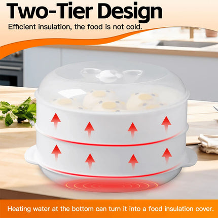 Microwave Steamer 2 TIER Double layer Cooking Meals Vegetables Kitchen Appliance