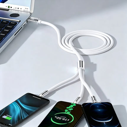 White 3 IN 1 120W Fast Charging Cable Charger USB Type C iPhone Samsung Durable Au