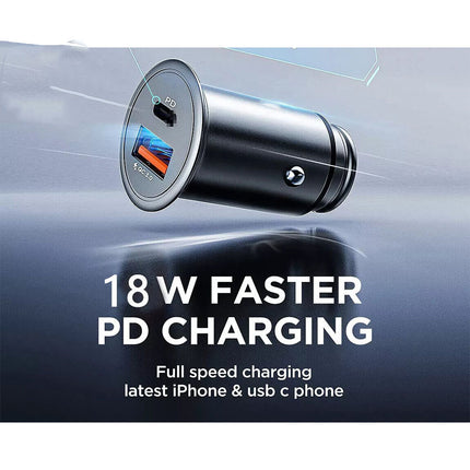 Car Charger USB C Fast Charging Car USB Adapter Travel Type C Dual Port Quick Car Charger + Cable for iphone