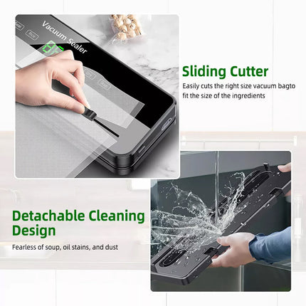 Automatic Vacuum Food Sealer Machine Build-in Cutter Dry Wet Mode & 30 Free Bags Grey
