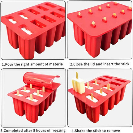 Silicone Ice Mould Cream Block Molds icy Pole Jelly Pop Popsicle Maker 10 Frozen