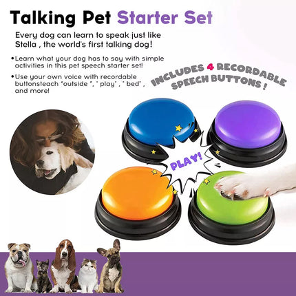 4Pcs Pet Talking Buttons Recordable Starter Speaking Puppy Training Communicable Toys
