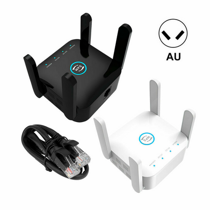 1200Mbps Dual Band Wireless WiFi Extender Repeater Router Range Signal Booster Black