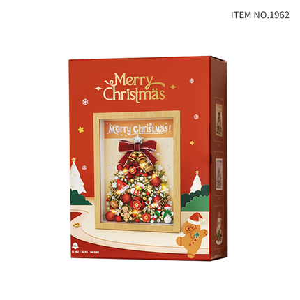 Red Christmas Tree LED Wooden Frame Mini Bricks Building Toy Home Decor Gift AU