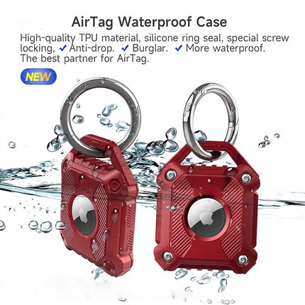 Red Apple AirTag Protective Case Waterproof TPU Cover Air Tag Tracker Loop Holder