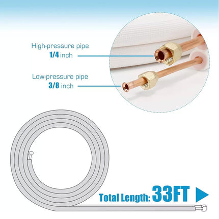 3m Insulated Copper Pipe Split Line Air Conditioner Pipe Fitting Pair Coil Tube