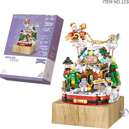 Christmas House Rotating Music Box Building Blocks Decor Toy Gift Set 979pcs