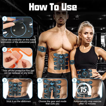EMS Muscle Stimulator Rechargeable Abs Trainer Abdominal Toner Electronic Belts