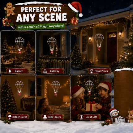 Solar Christmas Parachute Santa Light LED Hanging Xmas Yard Decor Gift