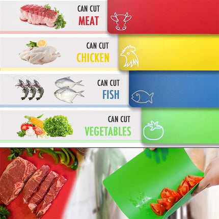 Cutting Board Mats Set Extra Thick Flexible Plastic Kitchen Chopping PP Board