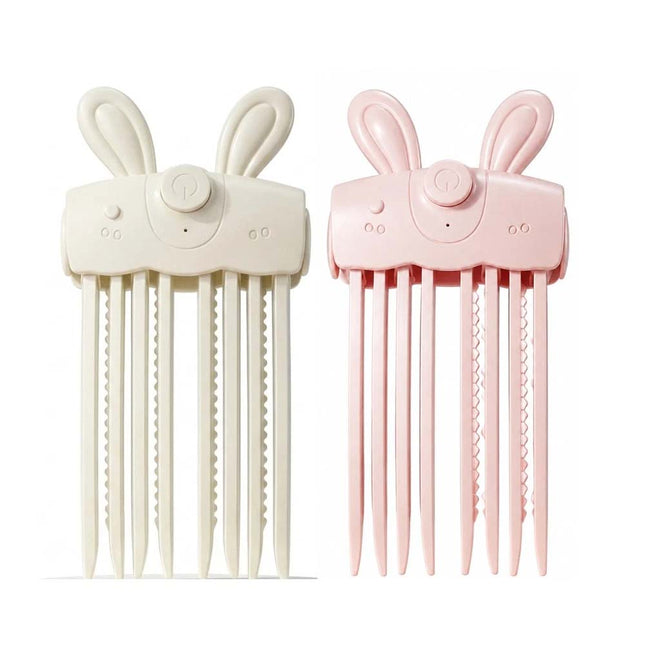 2Pcs Electric Cordless Heated Hair Volume Clip - Root Clips for Curly Hair Volume White+Pink