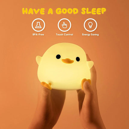 Cute Duck Shape Silicone LED Night Light, Dimmable Rechargeable Touch Lamp