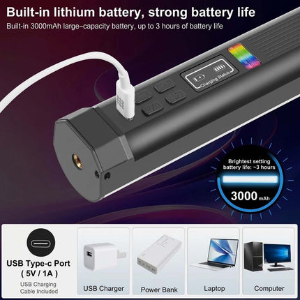 30cm Magnetic RGB Handheld Light Wand Full Color LED Tube for Camera Shooting