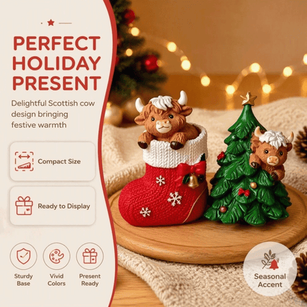 Fun Cow Figurines Christmas Socks Resin Cow Ornament Home Gift
