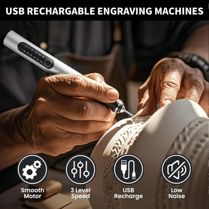 Cordless Electric Engraving Pen USB Rechargeable Micro Carving Tool with 37Pcs Accessories Set