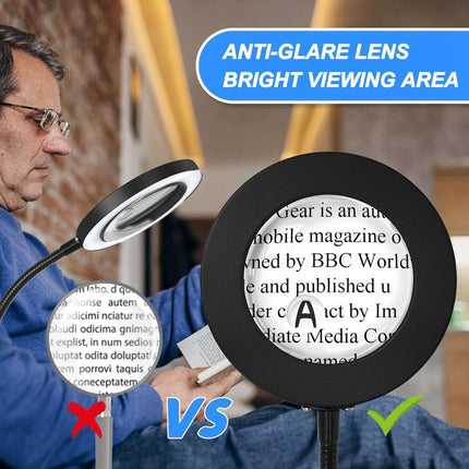 3in1 Floor 10X 20X Magnifying Glass with Light & Stand Dimmable Magnifying Lamp