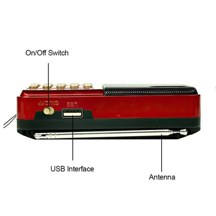 Rechargeable Mini FM Radio MP3 Player USB TF SD Card Portable Speaker Red