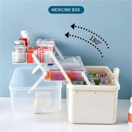 3Layer White Portable First Aid Kit Emergency Medical Storage Box Medicine Organizer