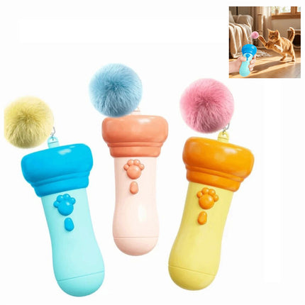 1Pcs Flashlight Shape Pom-Pom Ball Toy Automatic Cat Catching Device Gift