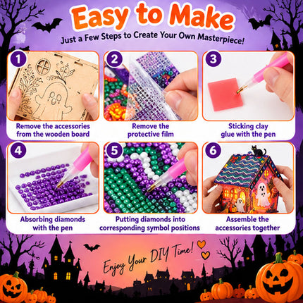 3D Spooky House Diamond Art Kits for Adults - Halloween Ghost Craft