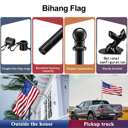 Flag Pole Kit 6 Ft,Flag Pole with Bracket,Heavy Stainless Steel Garden Flagpole Black