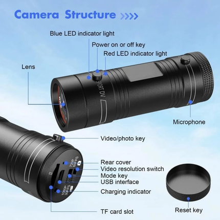 1080P HD WiFi Sports Action Camera for Cycling & Outdoor Activities, Compact Portable Video Camera