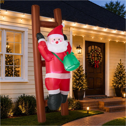 2.4M Christmas Inflatable Santa Ladder LED Light Xmas Party Decor