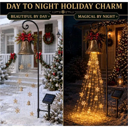 Christmas Bell Magic Fountain, Flowing Snowflake LED Christmas Garden Light