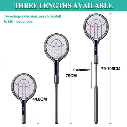 3in1 Electric Mosquito Swatter Fly Insect Killer Bug Zapper Rotating Racket Trap