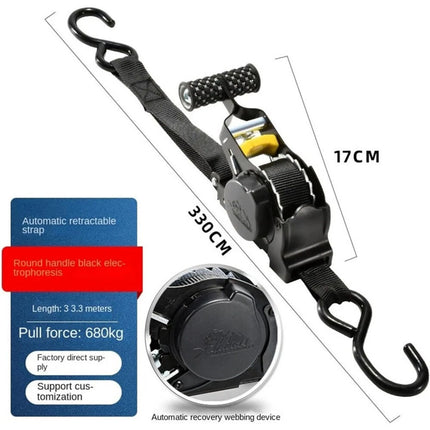 2PCS Automatic Retractable Ratchet Tie-Down Straps Self Retracting Straps