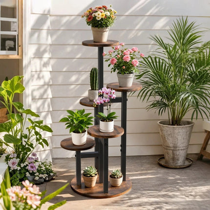 Vertical Plant Stand Indoor Flower Pots Holder Wood Outdoor Tiered Plant Shelf