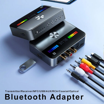 Wireless Bluetooth 5.3 Audio Transmitter Receiver HiFi Music Adapter AUX RCA NFC