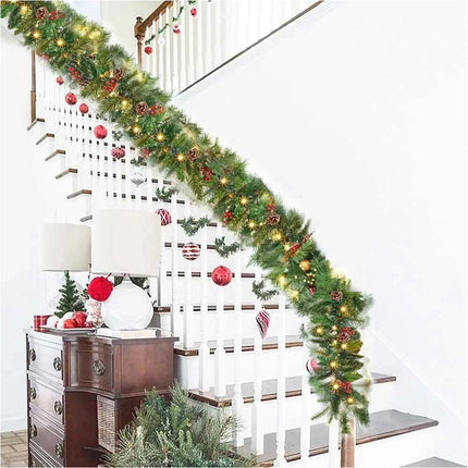 9ft Pre-lit Garland Christmas Decoration Artificial Greenery Pine Flower Flocked