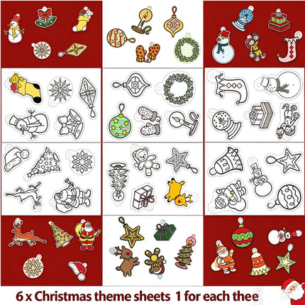 18 Sheets Christmas Pre-Printed Shrink Film Kit for DIY Ornaments, Keychains