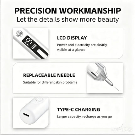 Plasma Beauty Pen for Skin Blemish Freckle & Dark Spot Pigment Correction Beauty Device White