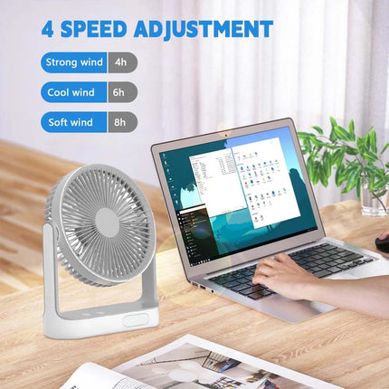 Solar Powered Cooling Fan Cooler Rechargeable Camping Fan with 2 Lights Bulbs