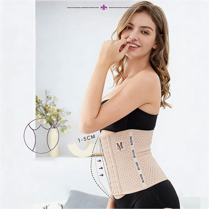 Women's Waist Trainer Cincher Tummy Girdle Belt Body Shaper Slimming Corset Wrap Beige