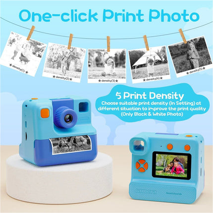 Blue Portable Digital Instant Print Camera with Thermal Printing