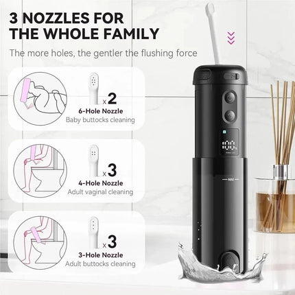 Portable Bidet for Travel with 5 Pressure Options Foldable Handheld Rechargeable