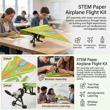 DIY Remote Control RC Paper Airplane Kit with Gyro Stabilizer & Dual Propellers