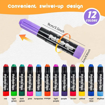 12 Colors Washable Pet Dog Cat Hair Dye Pens Pet Grooming Non-Toxic Dog Hair Dye
