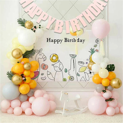 3 Pcs Happy Birthday Party Banner Flag Hanging Decoration Bunting Garland Gold Pink Clear