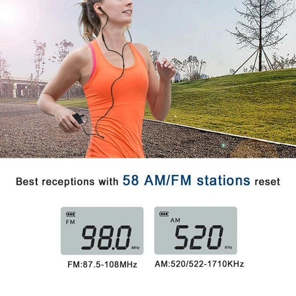 Portable FM/AM Mini Radio Pocket Receiver Digital LCD Stereo Earphone Set USB