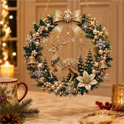 Unfinished Christmas deer Diamond Painting Kit Xmas Ornament Kit Window Decor Style E