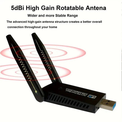 1300Mbps USB 3.0 WiFi &amp; Bluetooth Adapter, 5GHz Dual Band Network Dongle Receiver