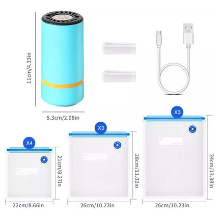 Food Sealer Vacuum Sealer, USB Rechargeable Vacuum Sealer Set with 10 Reusable