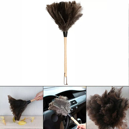 Anti-Static Ostrich Feather Duster Wooden Handle Brush Duster Dust Cleaning Tool